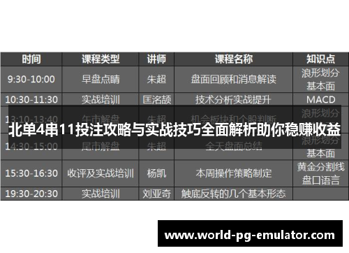 北单4串11投注攻略与实战技巧全面解析助你稳赚收益 北单4串11投注攻略与实战技巧全面解析助你稳赚收益